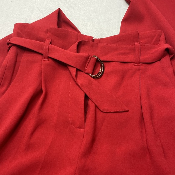 H&M red flowy belted dress pants size 2 - Picture 4 of 8